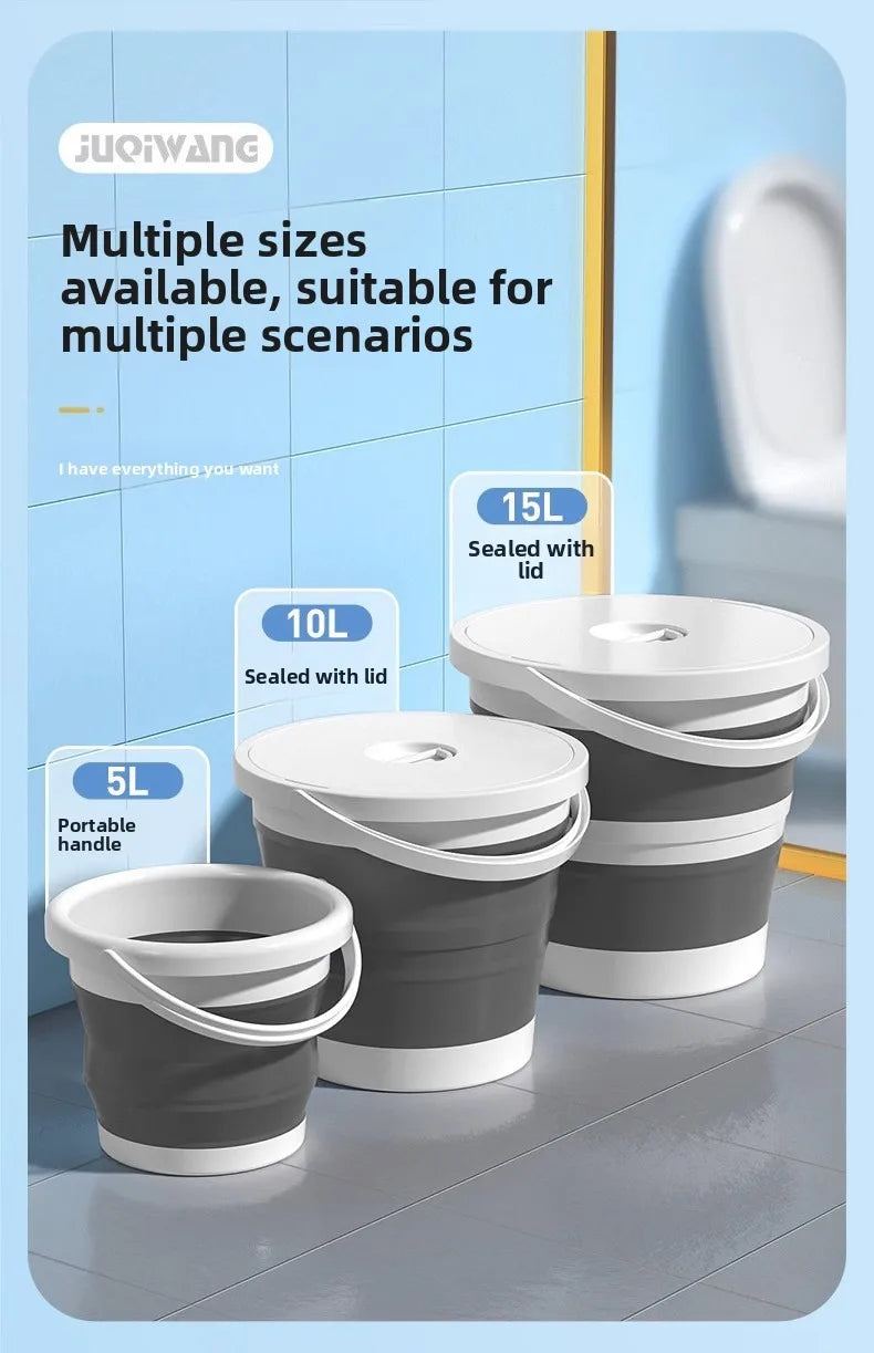 Foldable water bucket, hand-held bucket, portable integrated outdoor fishing bucket, large capacity household water bucket
