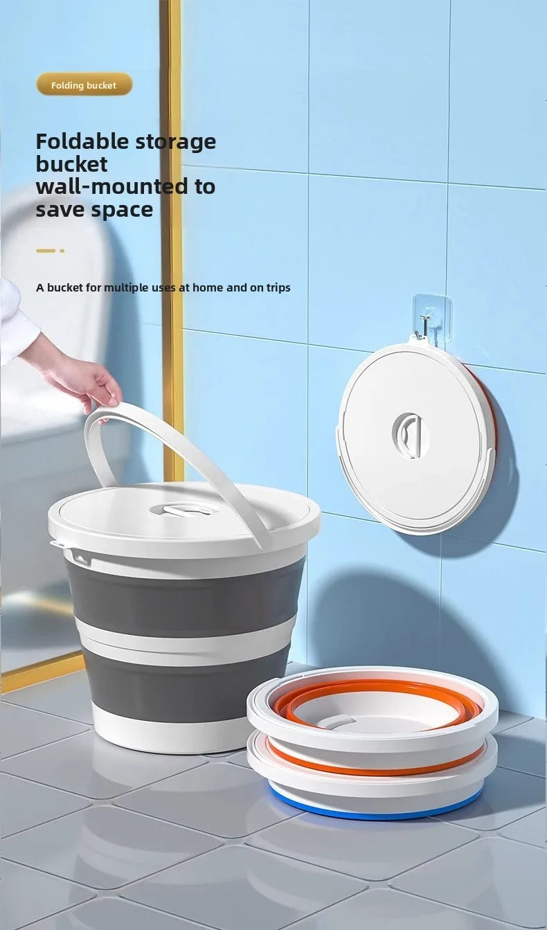 Foldable water bucket, hand-held bucket, portable integrated outdoor fishing bucket, large capacity household water bucket