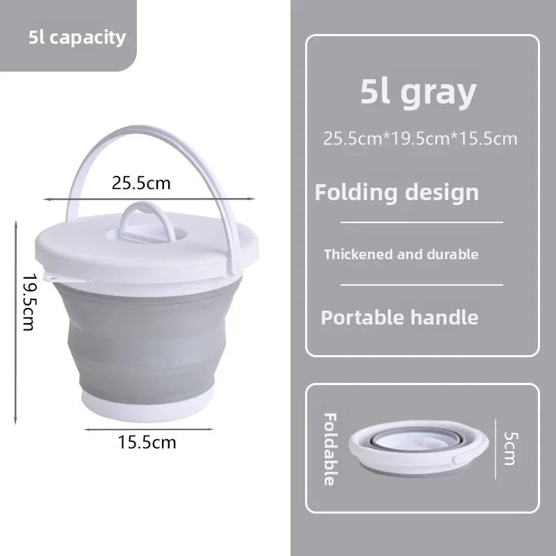 Foldable water bucket, hand-held bucket, portable integrated outdoor fishing bucket, large capacity household water bucket