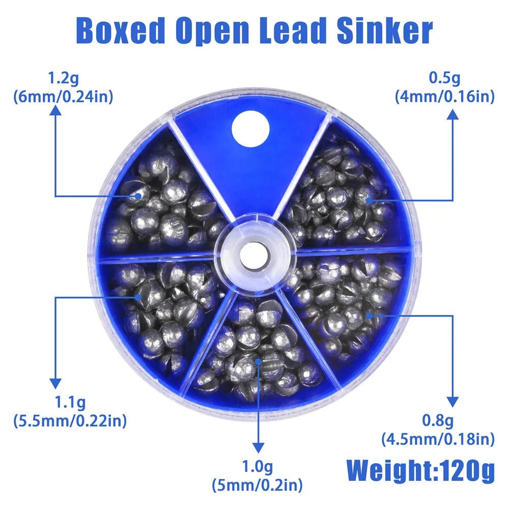 120Gram/box Round split shot fishing weights Removable Fishing Sinkers Fishing Jig rig Accessories Equipment