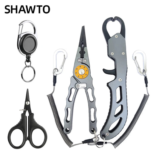 Shawto Fishing Pliers & Grip, Anti-Corrosion Aluminum & Stainless Steel, Multifunctional Tool