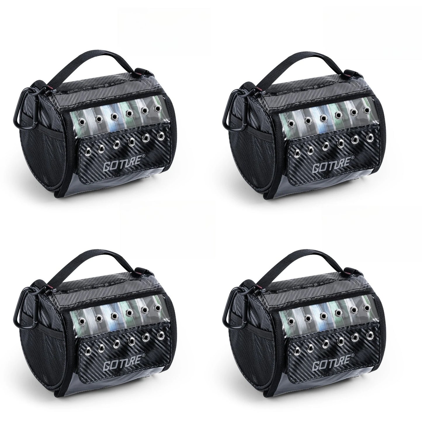 Goture 3-6 Outlet Holes Fishing Line Storage Bag Clear View Window Fishing Line Case Removable Divider Fishing Line Organizer