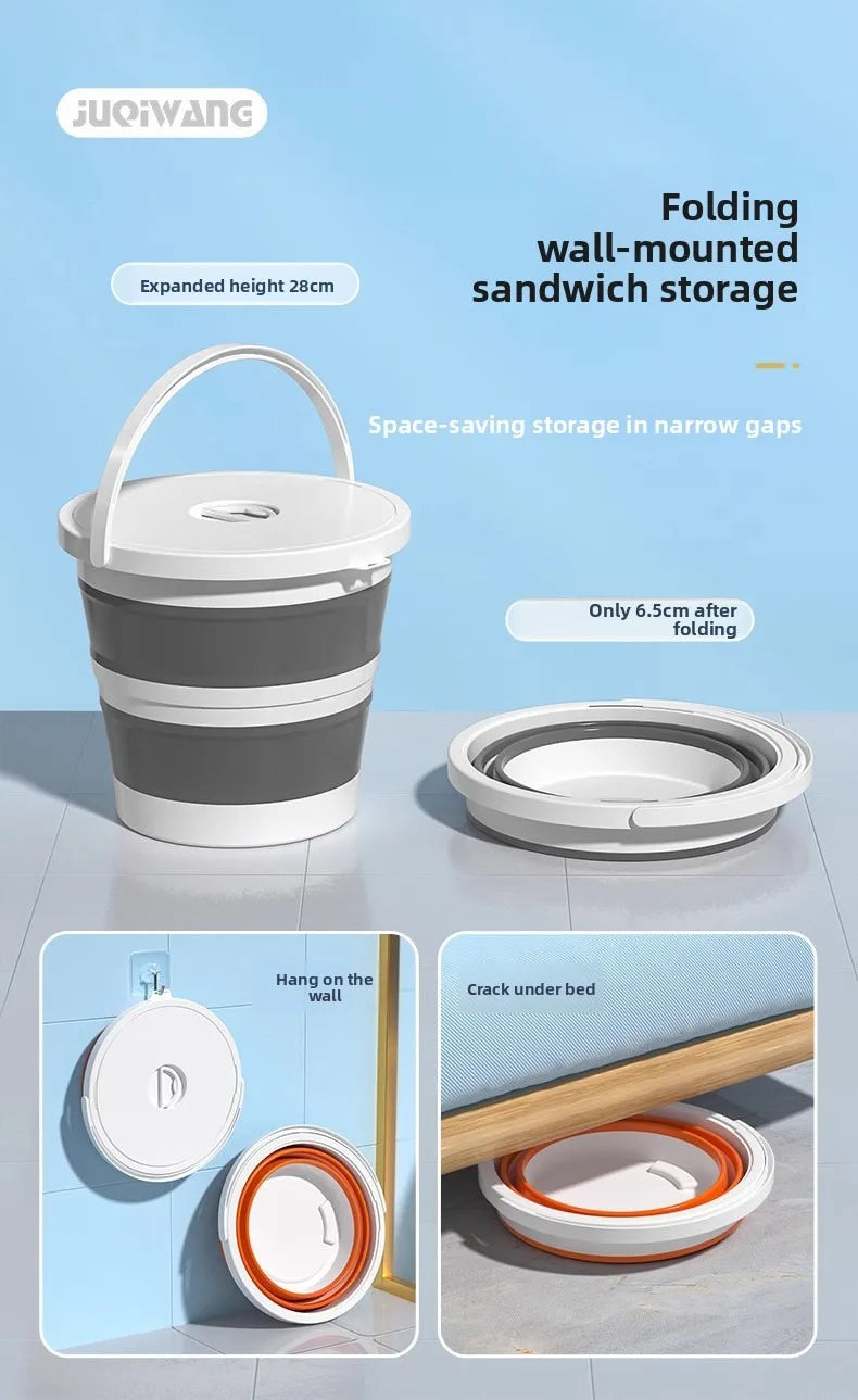 Foldable water bucket, hand-held bucket, portable integrated outdoor fishing bucket, large capacity household water bucket