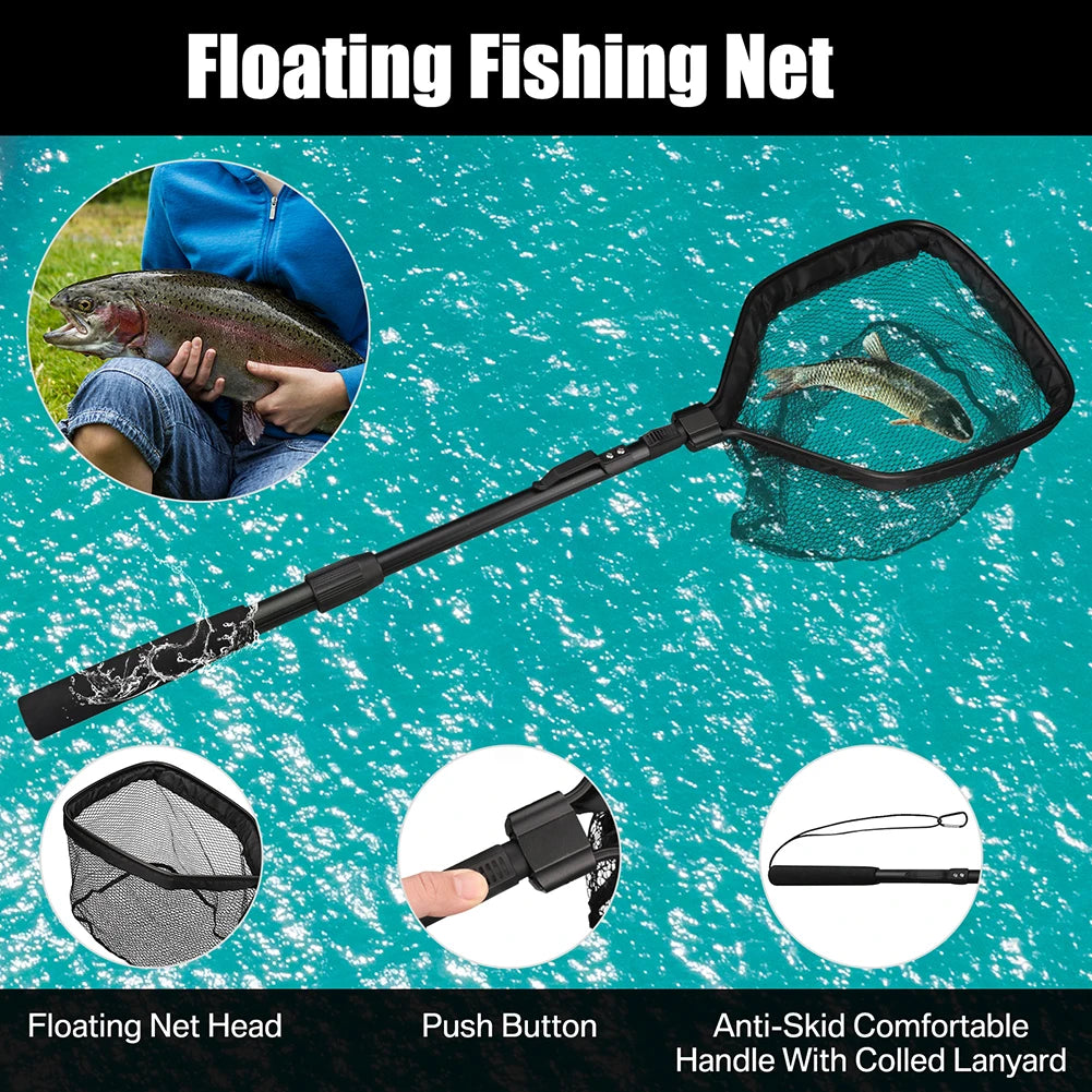 Floating/Foldable Landing Net with Telescopic Poleor Saltwater & Freshwater