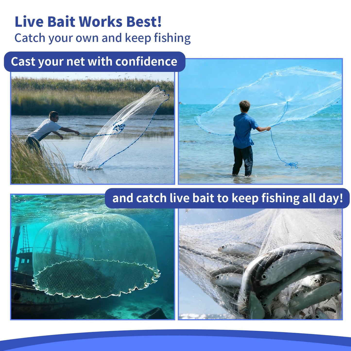 Casting Net 4ft 6ft 8ft Radius