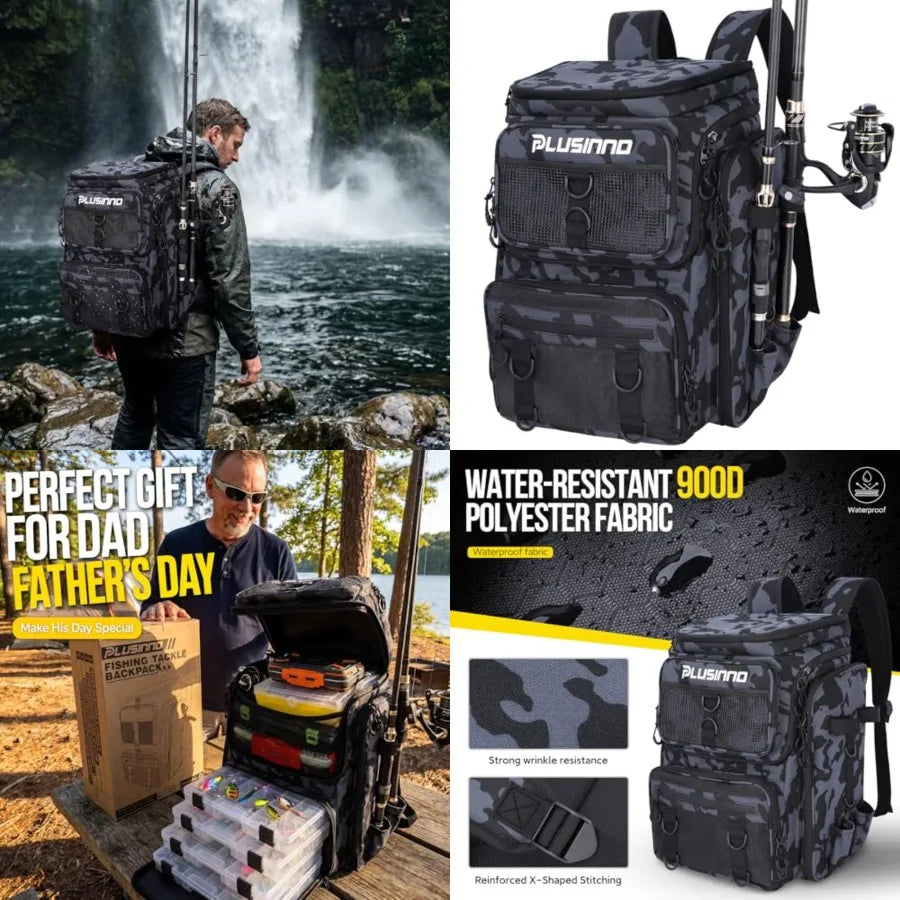 Fishing Tackle Backpack with Rod Holders