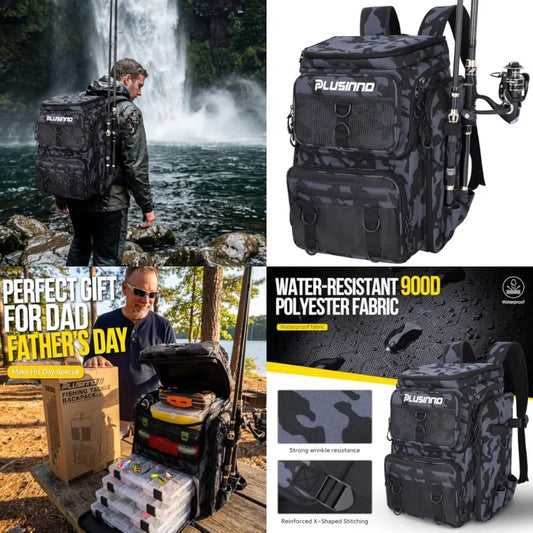 Fishing Tackle Backpack with Rod Holders