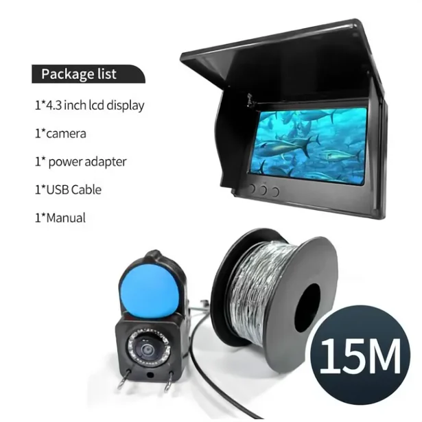 HEERAK Portable Fish Depth Finder Water Handheld 1080P 4.3 Inch LCD Fish Finder Underwater 220° Fishing Camera With Night Vision