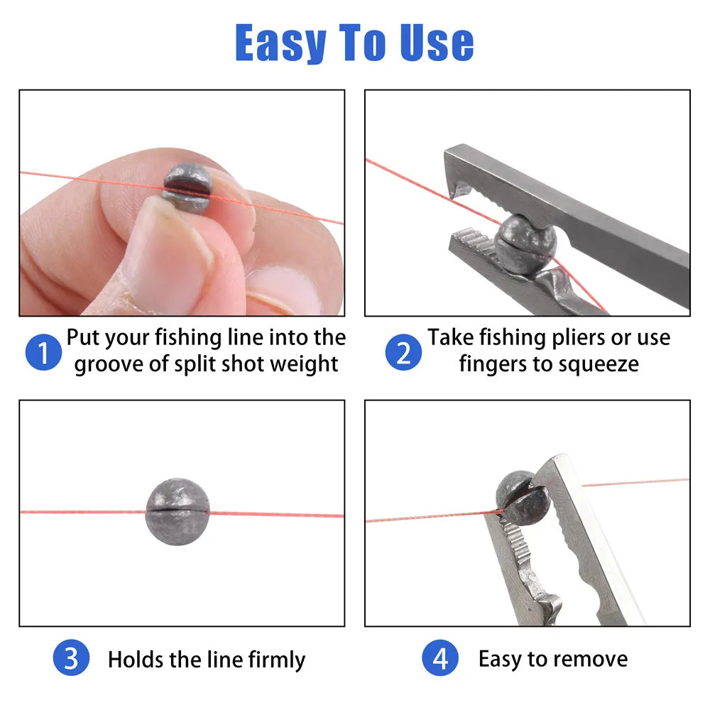 120Gram/box Round split shot fishing weights Removable Fishing Sinkers Fishing Jig rig Accessories Equipment