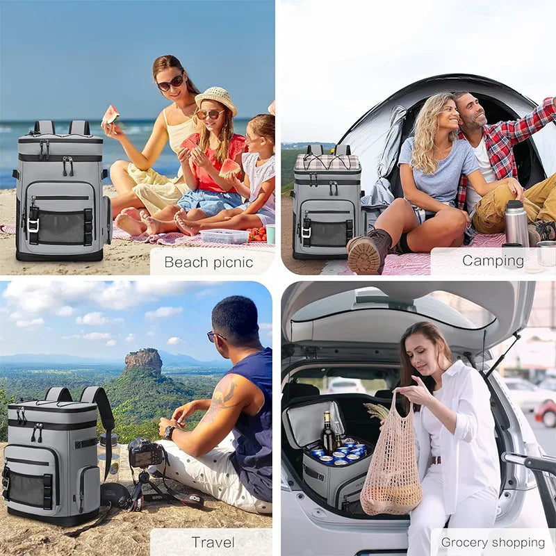 30L Waterproof Outdoor Travel Beach Picnic Thermal Bag Insulated Backpack Camping Fishing Pack Keep Food Hot Cold Lunch Rucksack