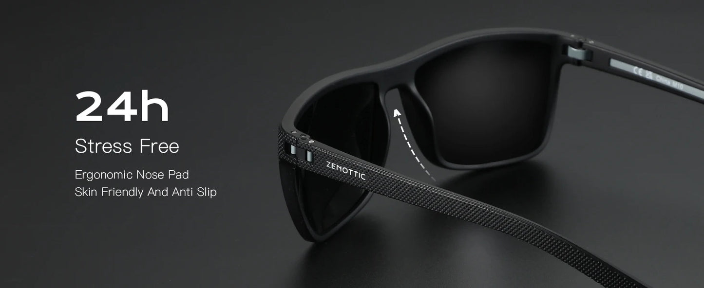 ZENOTTIC Polarized Sunglasses – Men’s Lightweight TR90 Frame, UV400 Protection, Square