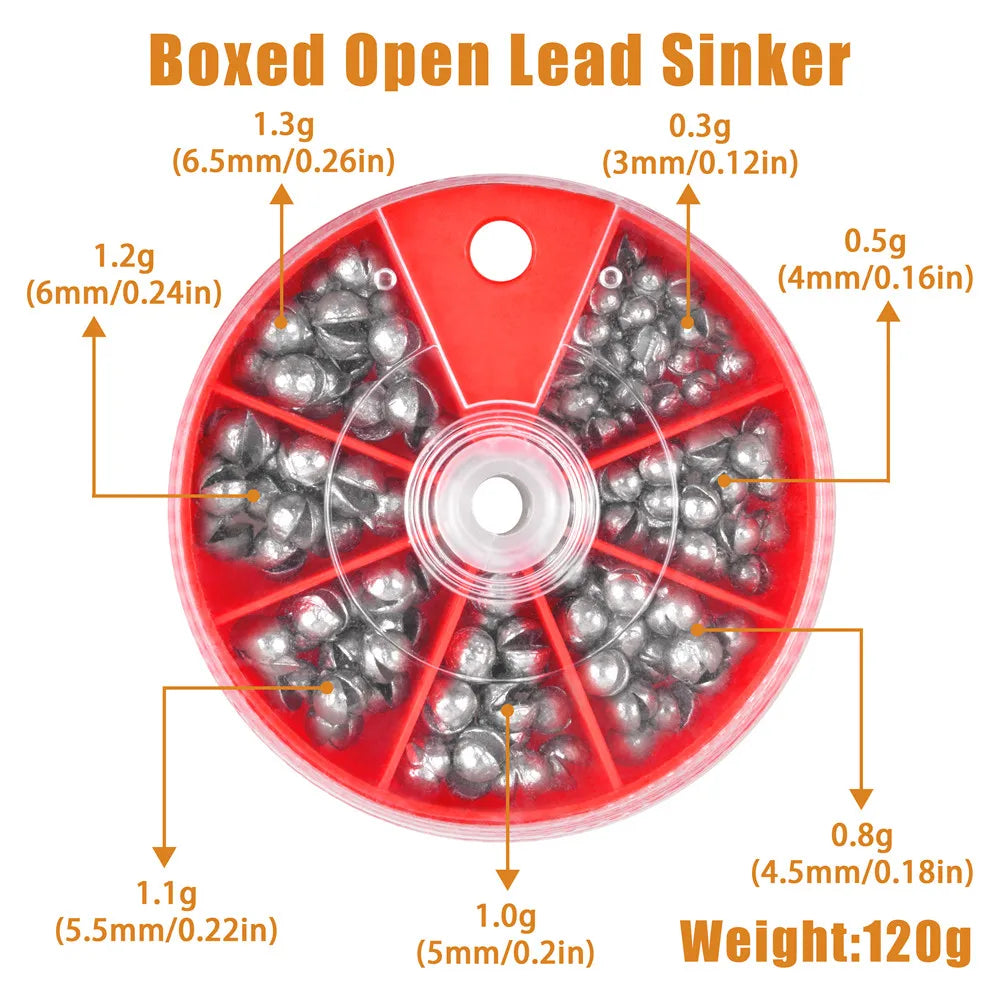 120Gram/box Round split shot fishing weights Removable Fishing Sinkers Fishing Jig rig Accessories Equipment