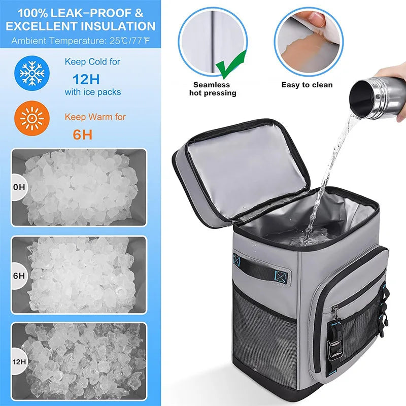 30L Waterproof Outdoor Travel Beach Picnic Thermal Bag Insulated Backpack Camping Fishing Pack Keep Food Hot Cold Lunch Rucksack