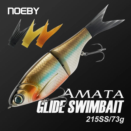 Noeby Amata Glide Swimbait, 215mm 73g, Slow Sinking Silicone Wobbler for Pike, Bass, Shad