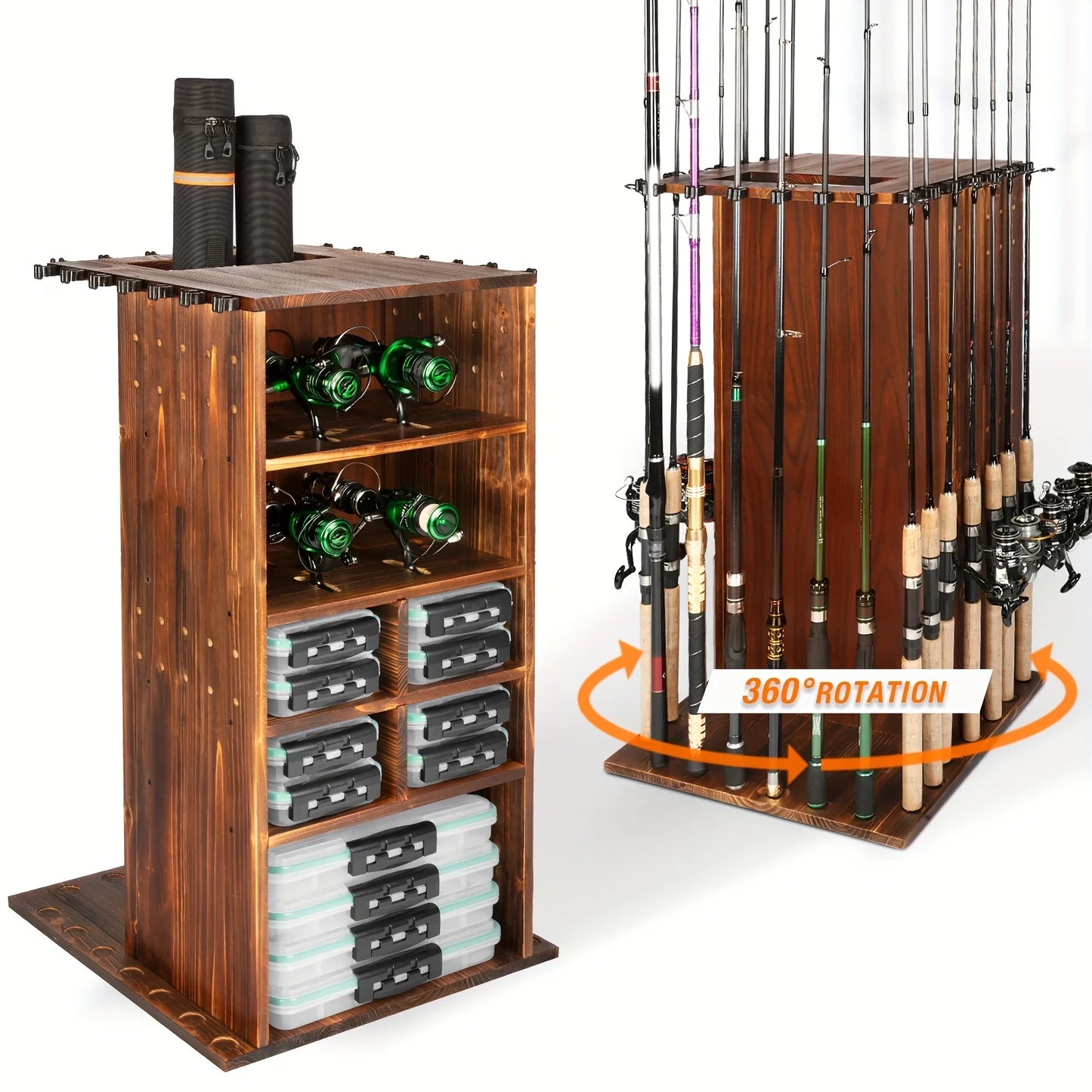 Fishing Rod Holders for Garage 360 Degree Rotating Fishing Pole Holders Rod Rack Storage up to 10 Rods