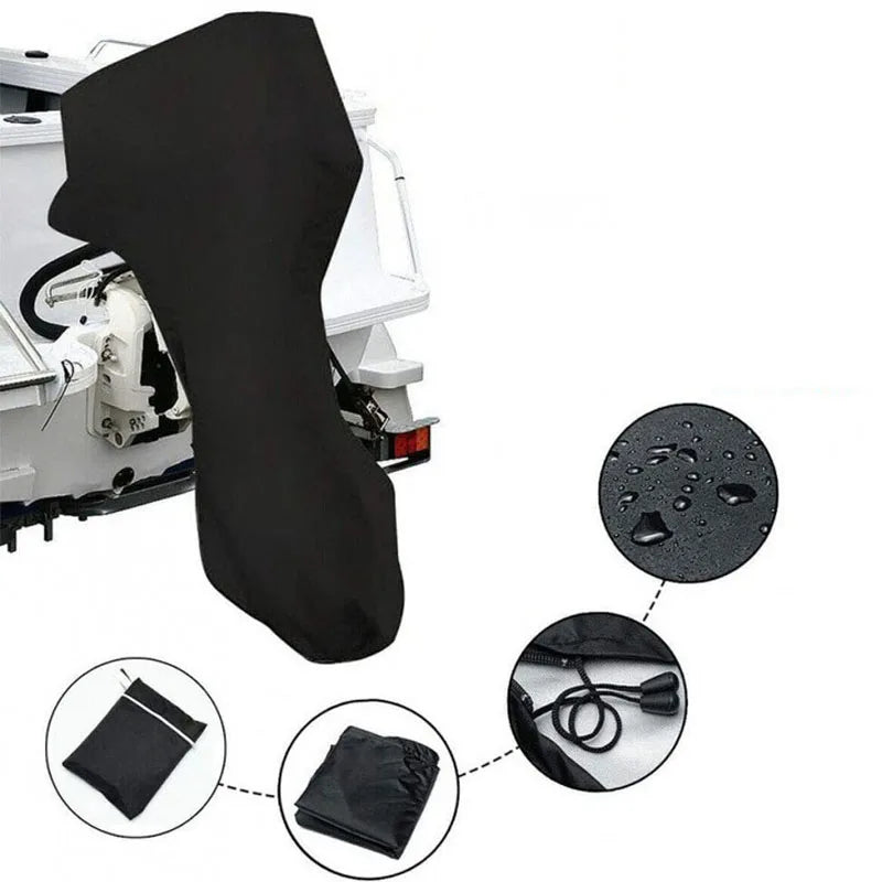 Engine Boat Cover PA Waterproof Rainproof Boat Cover, Yacht Boat Motor Cover, 420D Boat Cover 6-225HP, Simple and Portable