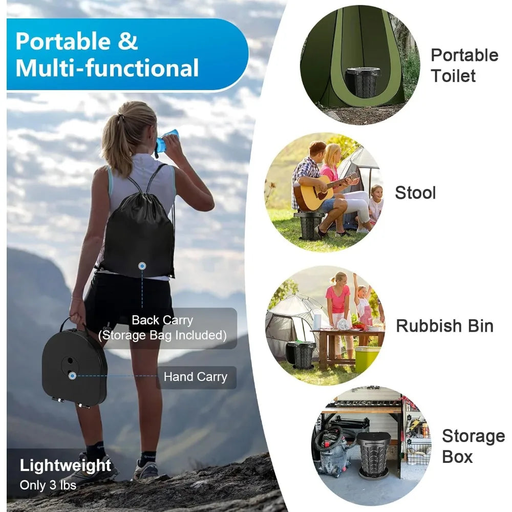 Folding Camping Toilet with Lid
