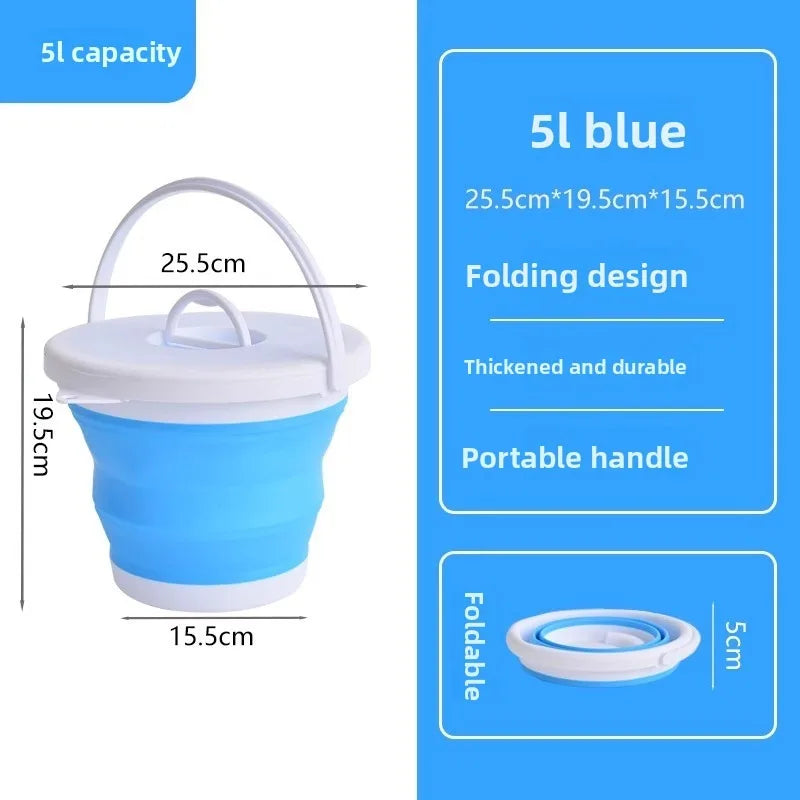 Foldable water bucket, hand-held bucket, portable integrated outdoor fishing bucket, large capacity household water bucket