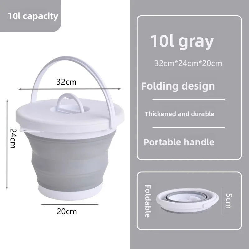 Foldable water bucket, hand-held bucket, portable integrated outdoor fishing bucket, large capacity household water bucket