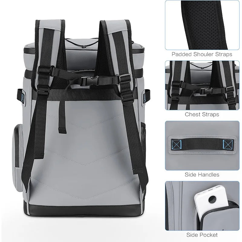 30L Waterproof Outdoor Travel Beach Picnic Thermal Bag Insulated Backpack Camping Fishing Pack Keep Food Hot Cold Lunch Rucksack
