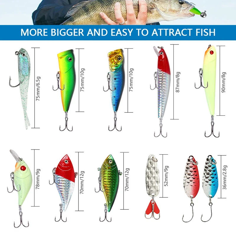 24PCS Fishing Lure Blind Box Kit Soft And Hard Bait Set Gear Lure Metal Jig Spoon For Bass Pike Crank Tackle Accessories
