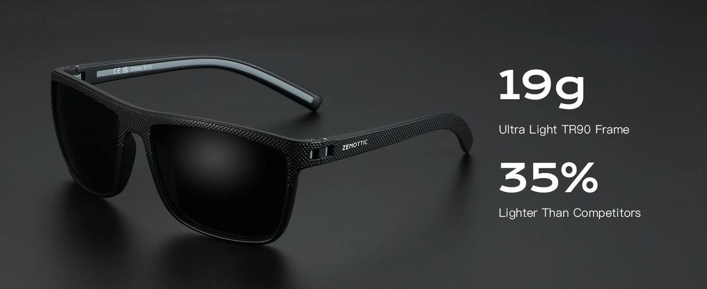 ZENOTTIC Polarized Sunglasses – Men’s Lightweight TR90 Frame, UV400 Protection, Square
