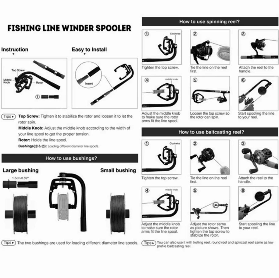 Fishing Line Spooler For Spinning Baitcasting Line Winder Portable Reel Spool Spooling Station System Fishing Tackle