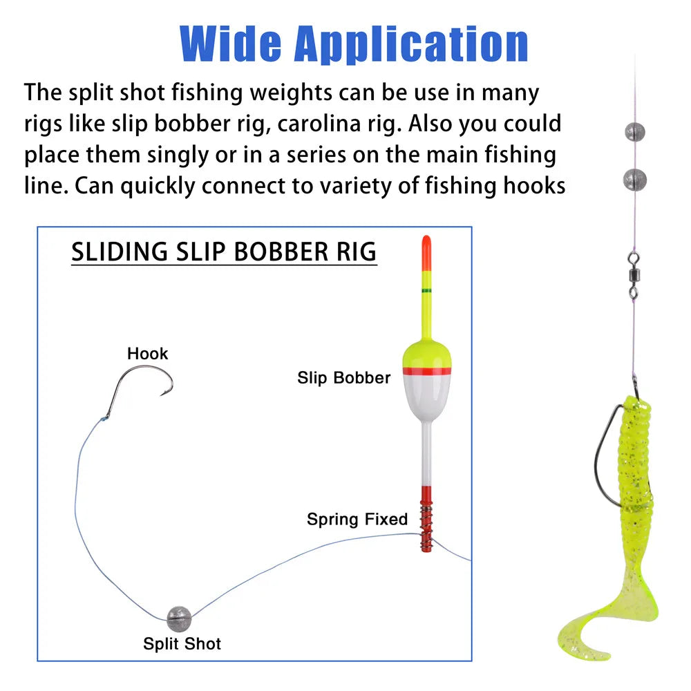 120Gram/box Round split shot fishing weights Removable Fishing Sinkers Fishing Jig rig Accessories Equipment
