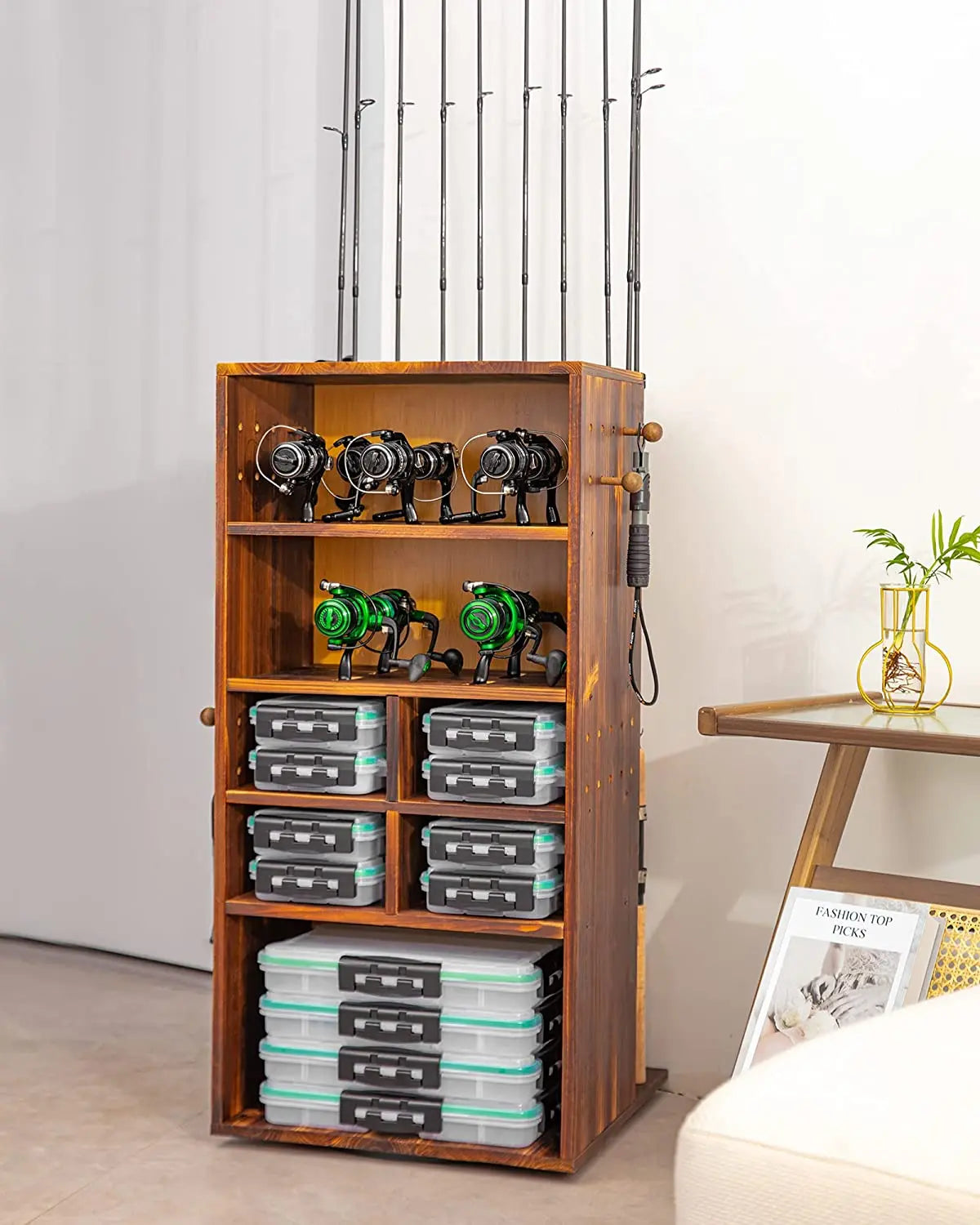 Fishing Rod Holders for Garage 360 Degree Rotating Fishing Pole Holders Rod Rack Storage up to 10 Rods