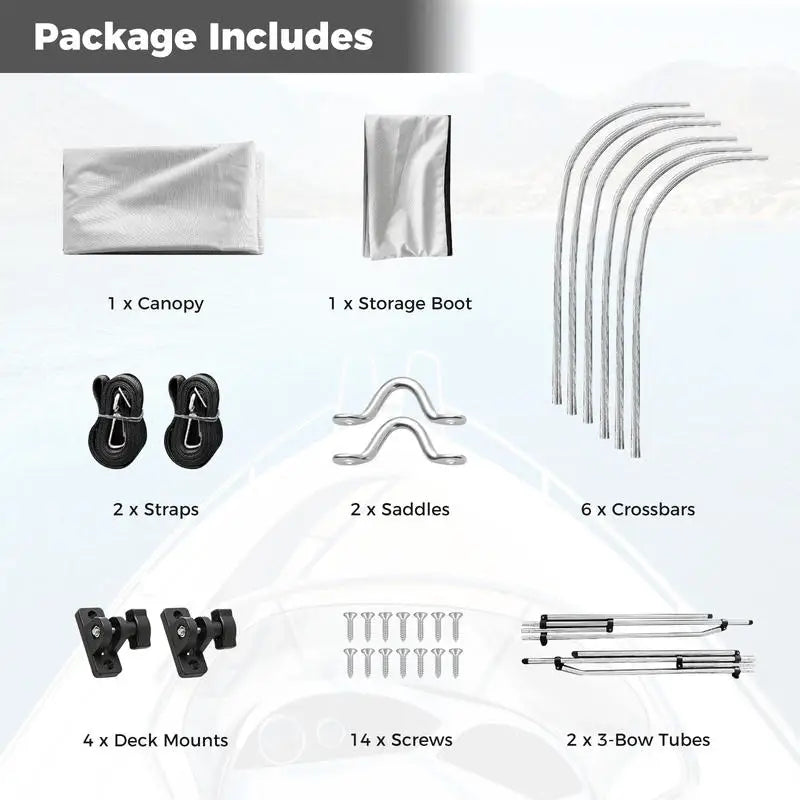 3-Bow/4-Bow Boat Bimini Top Sun Shade Boat Canopy with Storage Boot-3-Bow