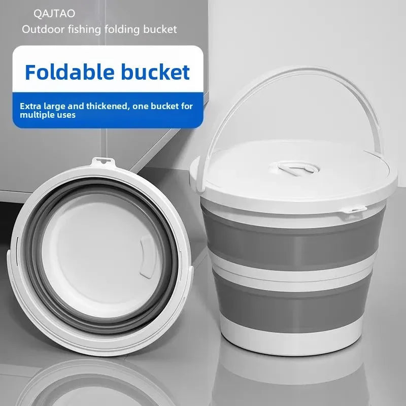 Foldable water bucket, hand-held bucket, portable integrated outdoor fishing bucket, large capacity household water bucket
