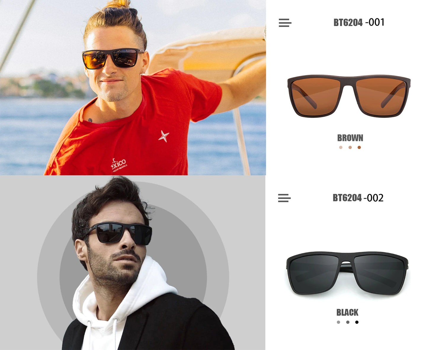 ZENOTTIC Polarized Sunglasses – Men’s Lightweight TR90 Frame, UV400 Protection, Square