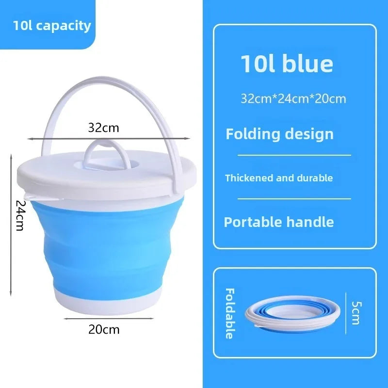 Foldable water bucket, hand-held bucket, portable integrated outdoor fishing bucket, large capacity household water bucket