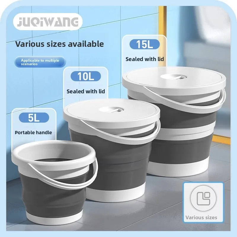 Foldable water bucket, hand-held bucket, portable integrated outdoor fishing bucket, large capacity household water bucket