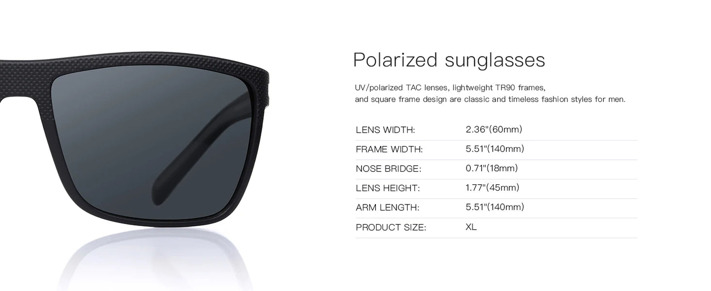 ZENOTTIC Polarized Sunglasses – Men’s Lightweight TR90 Frame, UV400 Protection, Square